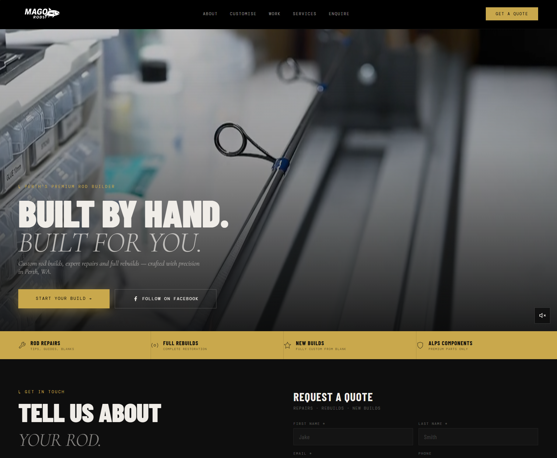 Mago Rods — Custom HTML website for Perth rod builder built by Source Digital