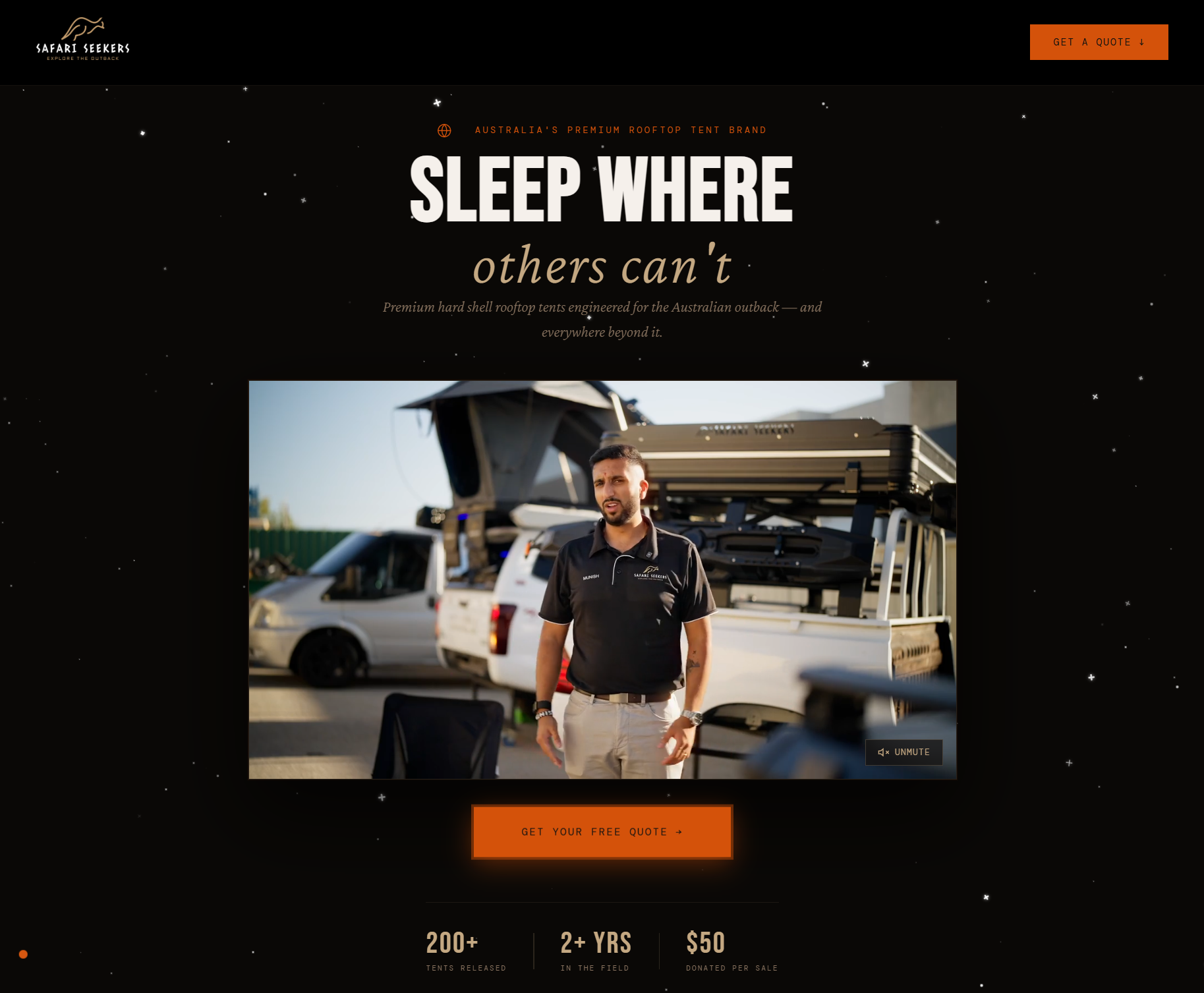 Safari Seekers — Custom HTML website for rooftop tent brand built by Source Digital Perth