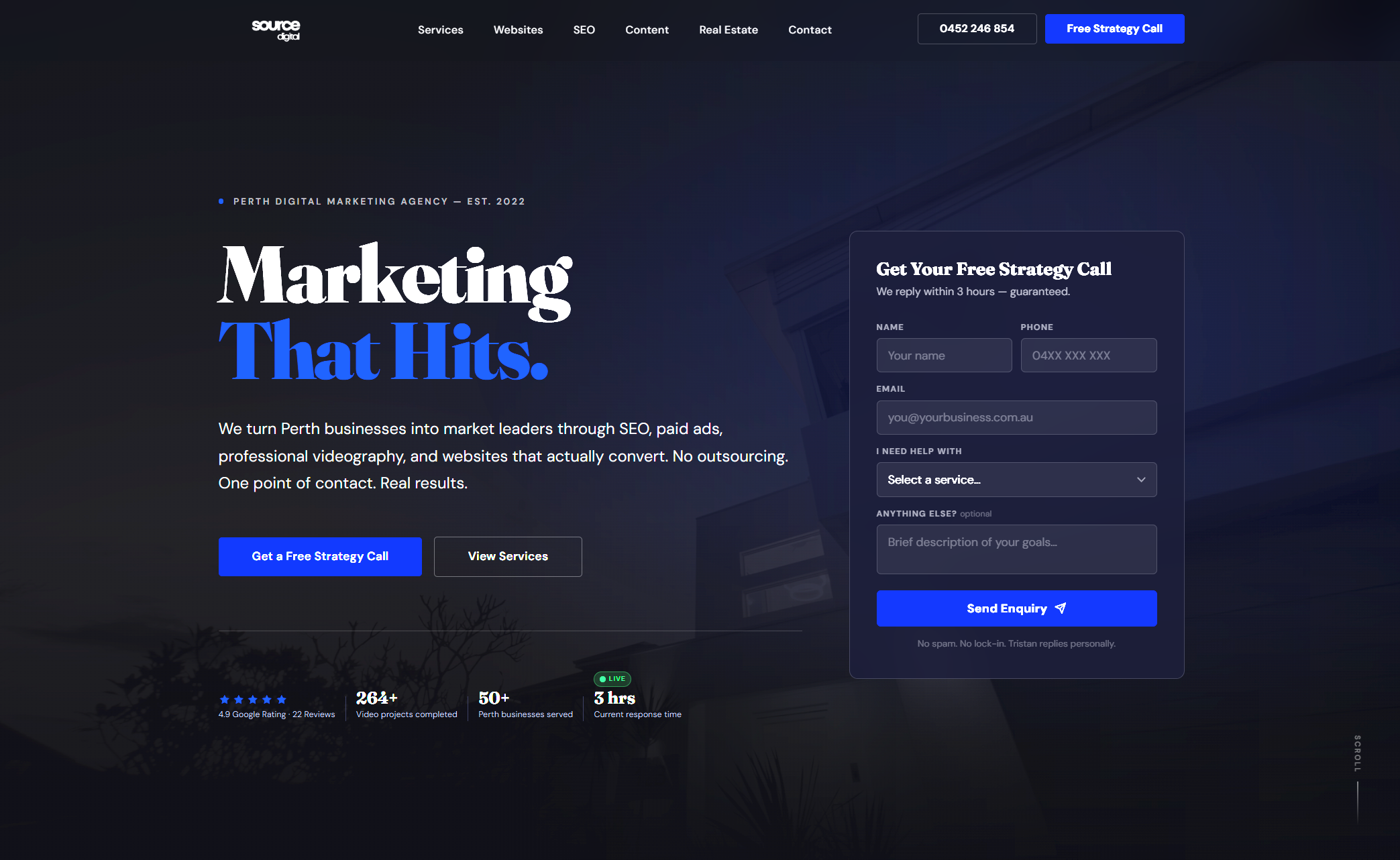 Source Digital — Custom HTML digital marketing agency website Perth