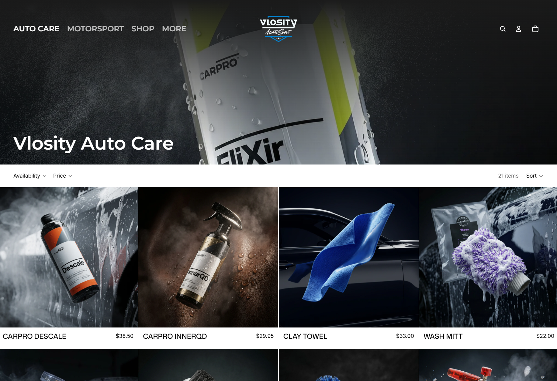 Vlosity Motorsport — Shopify store built by Source Digital Perth